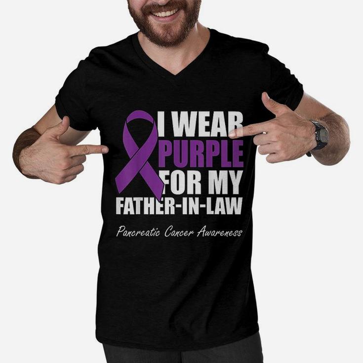 I Wear Purple For My Father In Law Pancreatic Canker Men V-Neck Tshirt