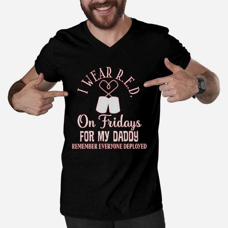 I Wear R.e.d. On Friday For Daddy Men V-Neck Tshirt