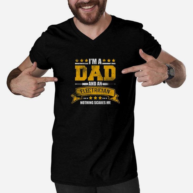 Im A Dad And An Electrician Father Daddy Job Shirt Men V-Neck Tshirt