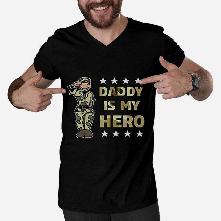 Kids Daddy Is My Hero Military, best christmas gifts for dad Men V-Neck Tshirt