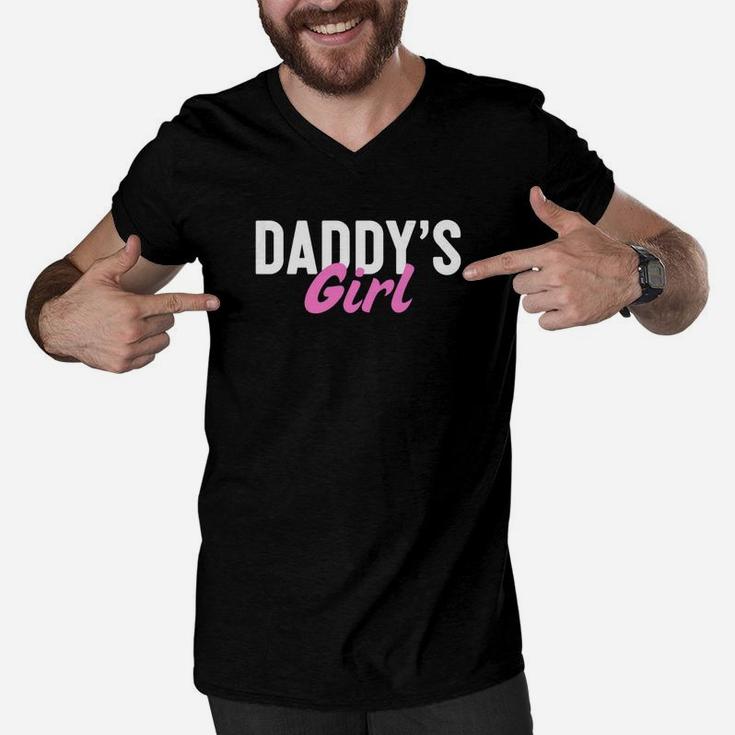 Kids Daddys Girl Pink Text Kids Fathers Day Premium Men V-Neck Tshirt