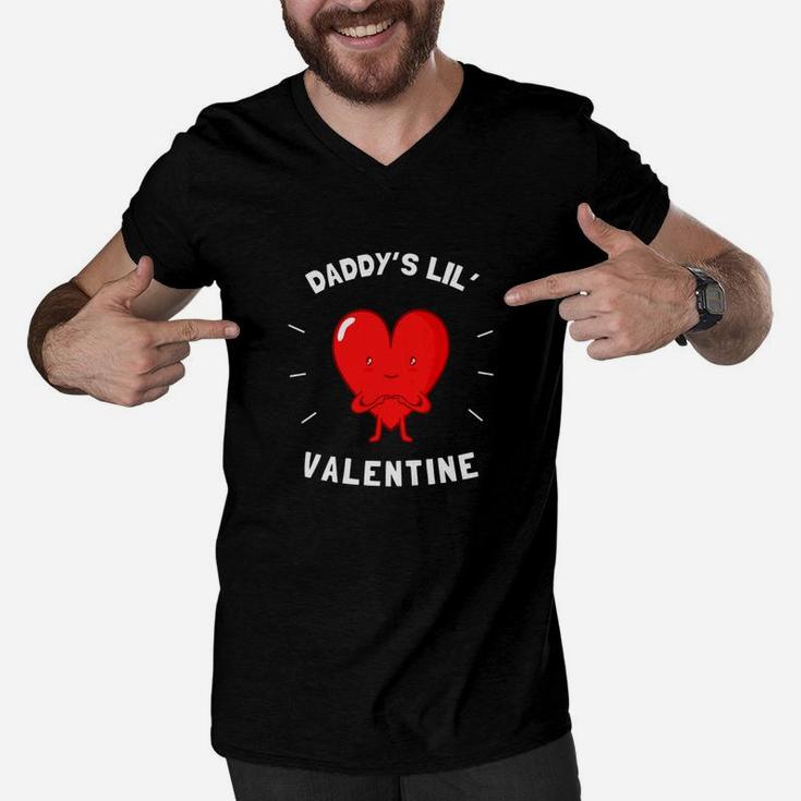 Kids Kids Valentines Day Daddys Little Valentine Men V-Neck Tshirt