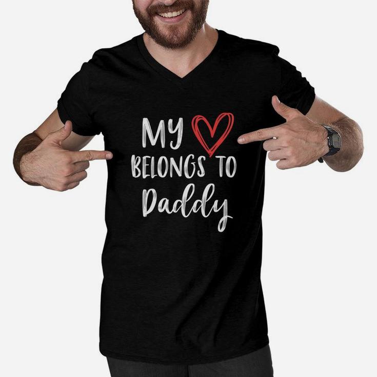 Kids My Heart Belongs To Daddy Kids Fathers Day Premium Men V-Neck Tshirt