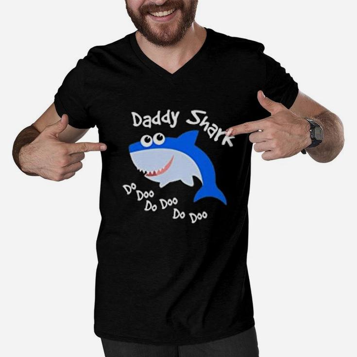 Little Daddy Shark, best christmas gifts for dad Men V-Neck Tshirt