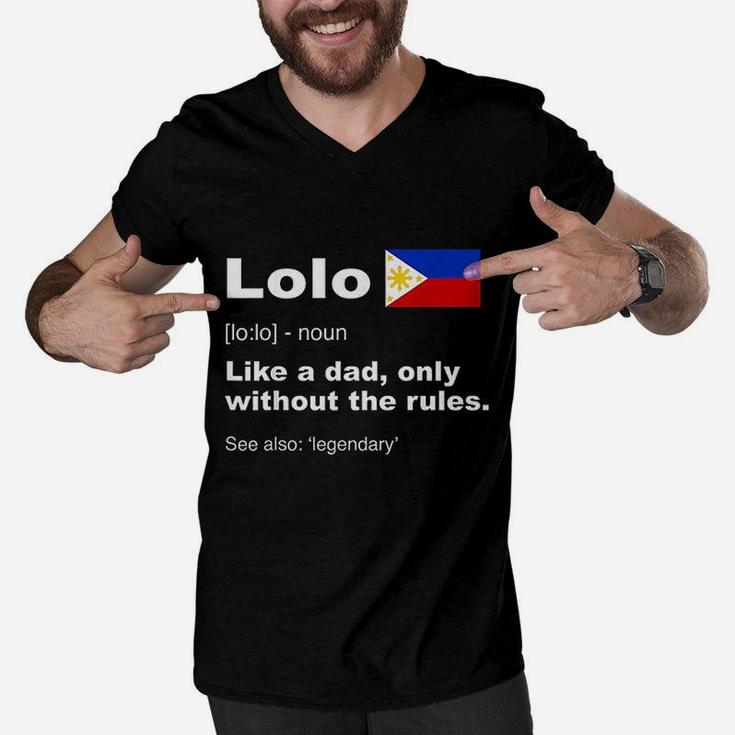 Lolo Filipino Grandpa Definition Funny Fathers Day Men V-Neck Tshirt