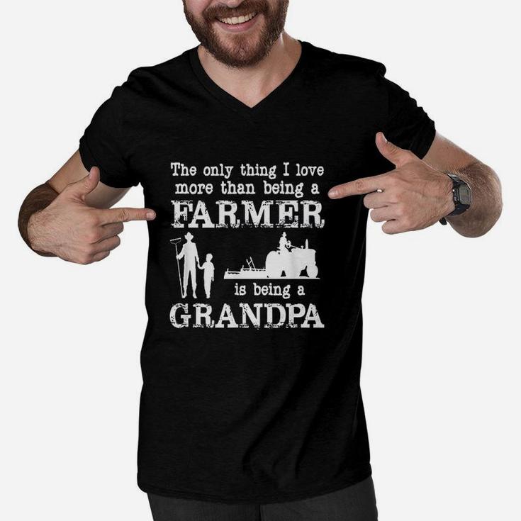 Love Being A Grandpa Funny Farmer For Fathers Day Men V-Neck Tshirt