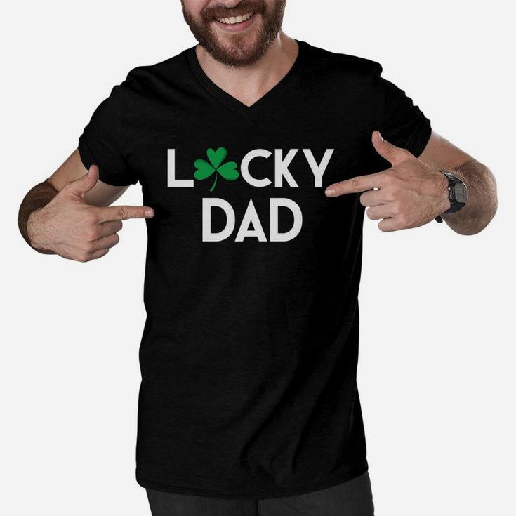 Lucky Dad St Patricks Pattys Day Daddy Father Gift Men V-Neck Tshirt