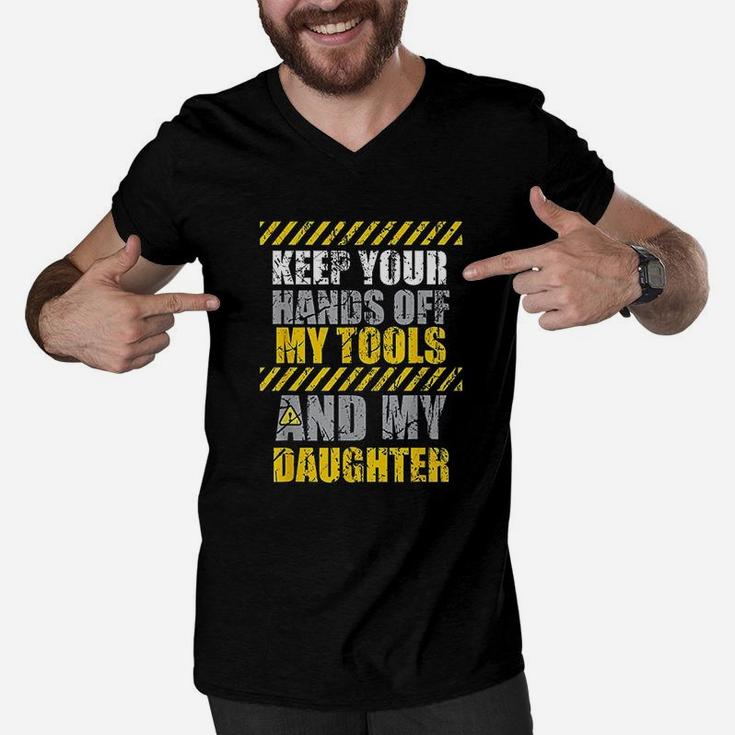Mechanic Dad Gift Hands Off Daughter Protective Father Men V-Neck Tshirt