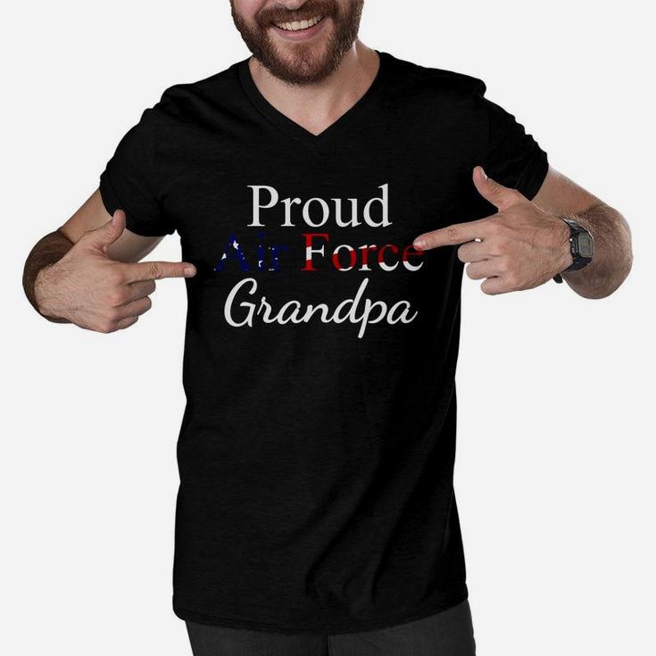 Mens Air Force Papa Gif Proud Us Flag Airman Grandpa Men V-Neck Tshirt