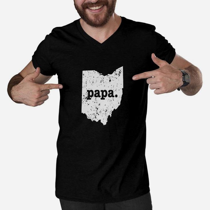 Mens Best Papa Shirt Ohio T Shirt Funny Grandpa Shirt Men V-Neck Tshirt