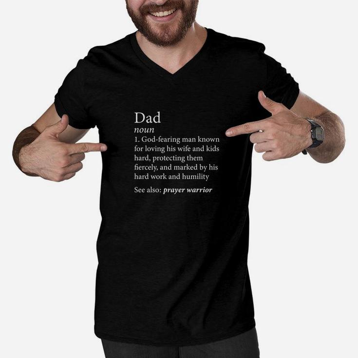 Mens Christian Dad Definition Fathers Day Shirt Men V-Neck Tshirt