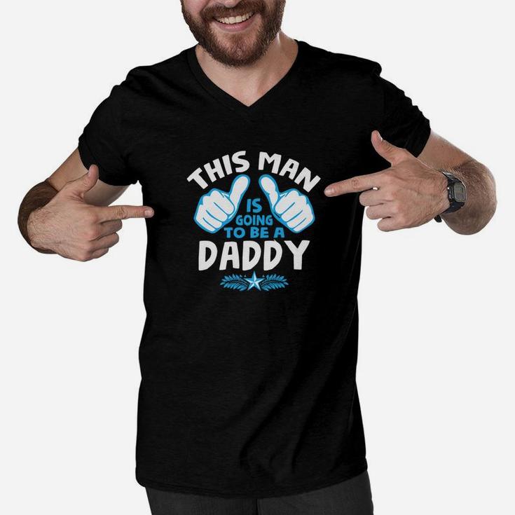 Mens Cute Dad To Be This Man Will Be Daddy Gift Men V-Neck Tshirt