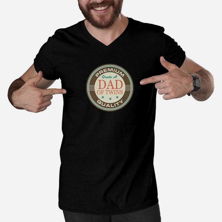 Mens Dad Of Twins Fathers Day Gift For Daddy Premium Men V-Neck Tshirt