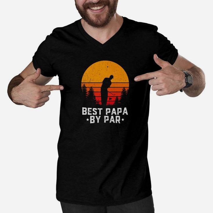Mens Fathers Day Best Papa By Par Funny Golf Love Gift Men V-Neck Tshirt