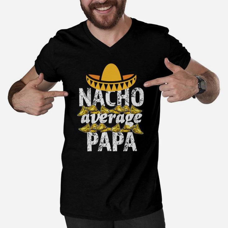Mens Funny Nacho Average Papa Mens Saying Grandpa Shirt Men V-Neck Tshirt