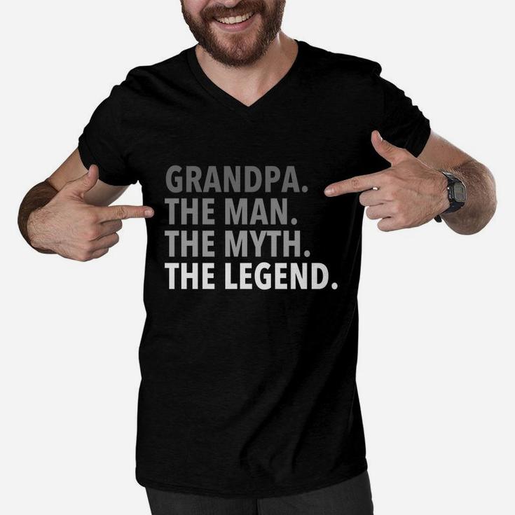 Mens Grandpa - The Man The Myth The Legend T Shirt Dad Papa Men V-Neck Tshirt