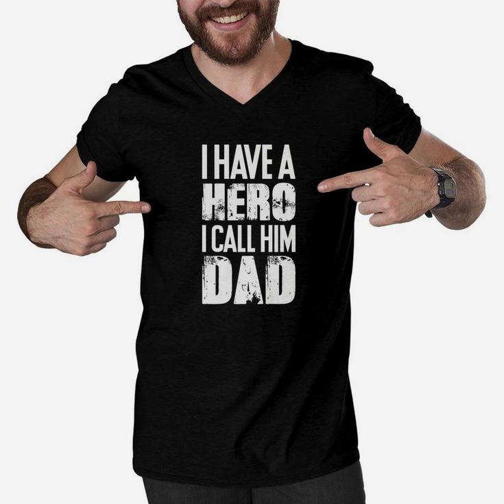 Mens Hero Dad Awesome And Funny Fathers Day Gift For Your Dad Premium Men V-Neck Tshirt