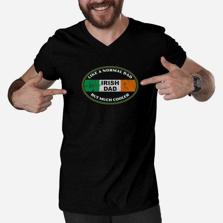 Mens Irish Dad Funny Ireland Flag Celebrate Heritage Pride Father Premium Men V-Neck Tshirt