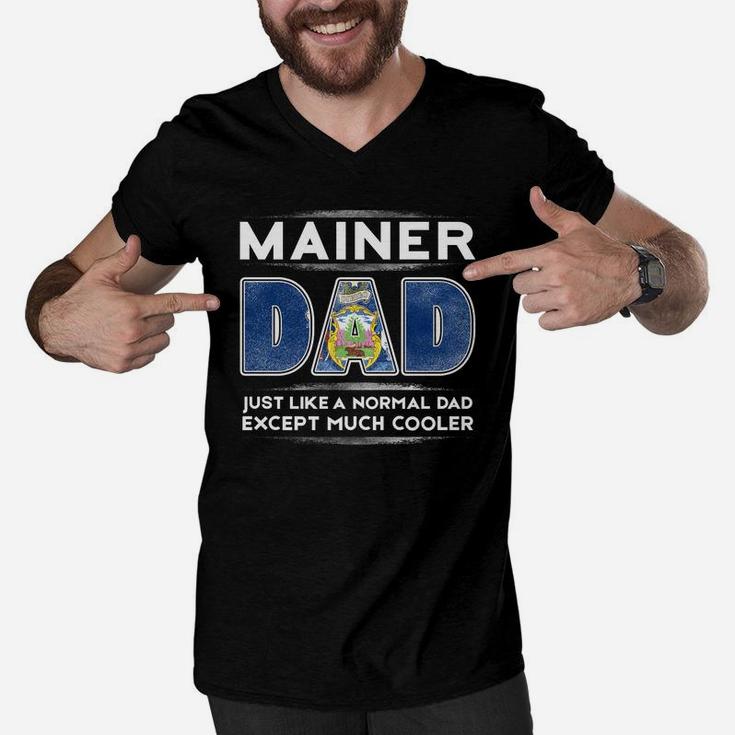 Mens Maine Dad Is Cooler Promoted To Daddy Men V-Neck Tshirt