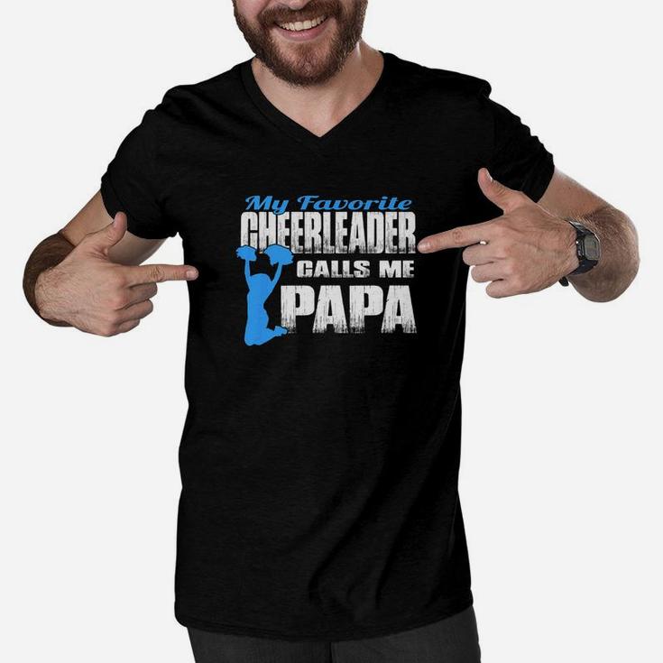Mens My Favorite Cheerleader Calls Me Papa Cheer Papa Men V-Neck Tshirt