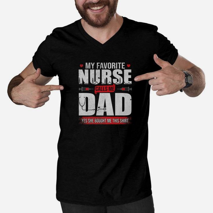 Mens My Favorite Nurse Calls Me Dad Fathers Day Gifts Premium Men V-Neck Tshirt