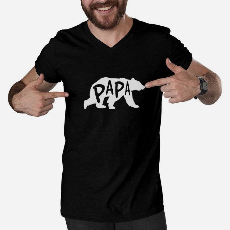 Mens Papa Mighty Bear Cute And Wild Gift For Dad Men V-Neck Tshirt