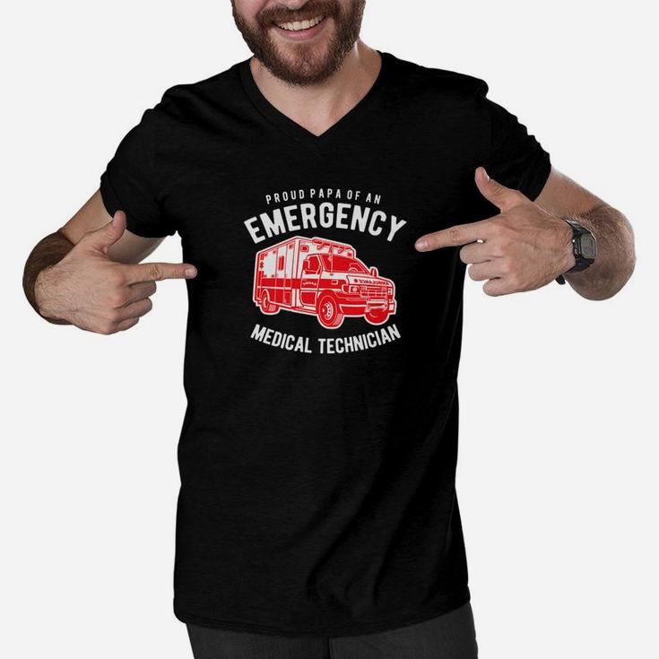 Mens Proud Papa Of An Emergency Medical Technician Men V-Neck Tshirt
