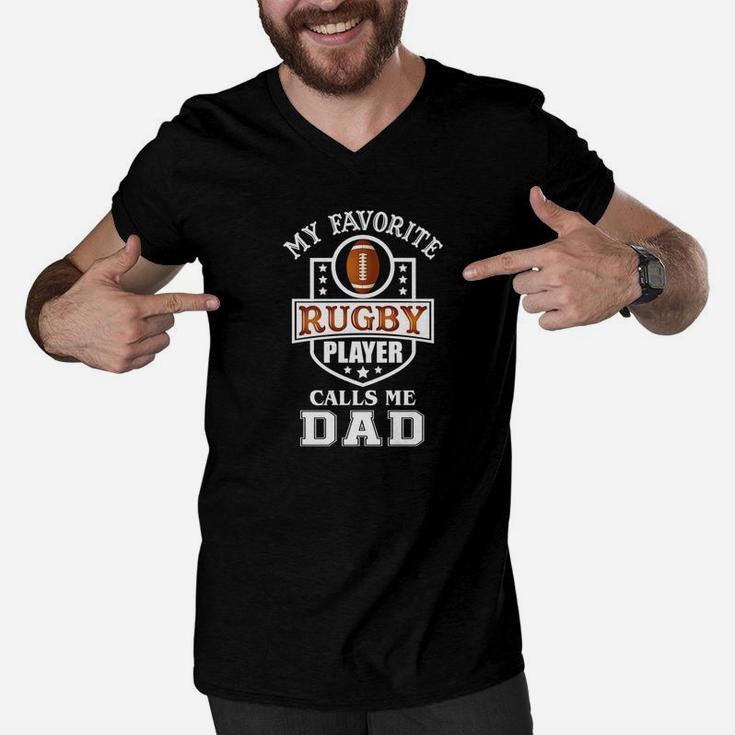 Mens Rugby Dad Shirt Fathers Day Gift Premium Men V-Neck Tshirt