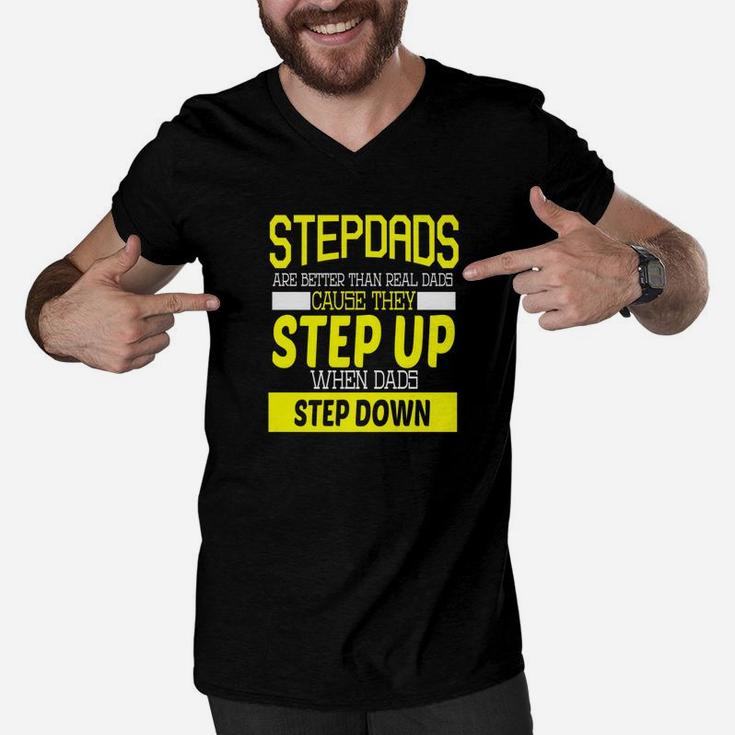 Mens Stepdads Are Better Than Real Dads Fathers Day Daddy Gifts Premium Men V-Neck Tshirt