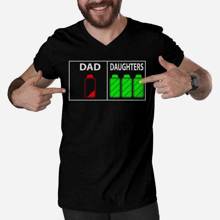 Mens Triplet Dad Of Three Daughters Shirt Funny Fathers Day Gift Men V-Neck Tshirt