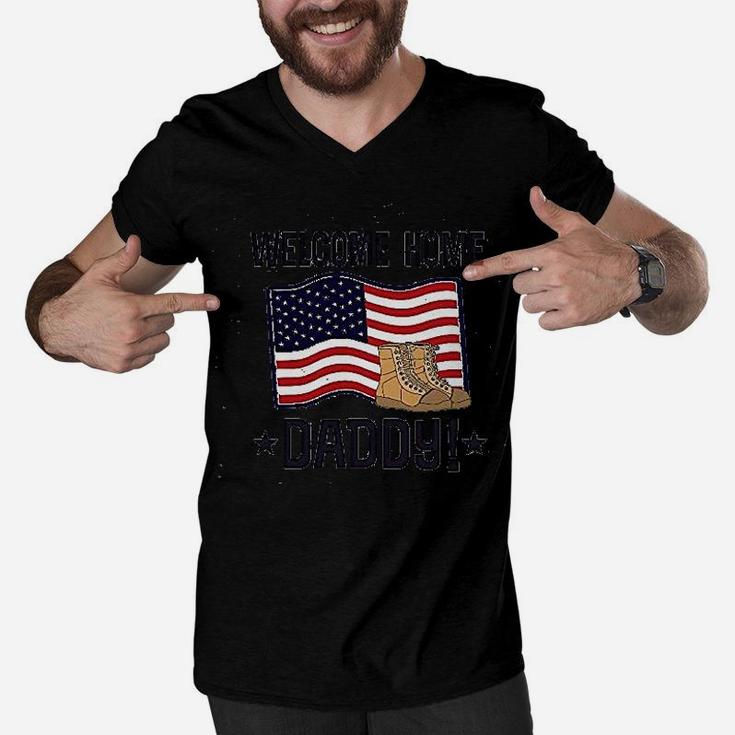 Military Daddy Welcome Home Baby Men V-Neck Tshirt