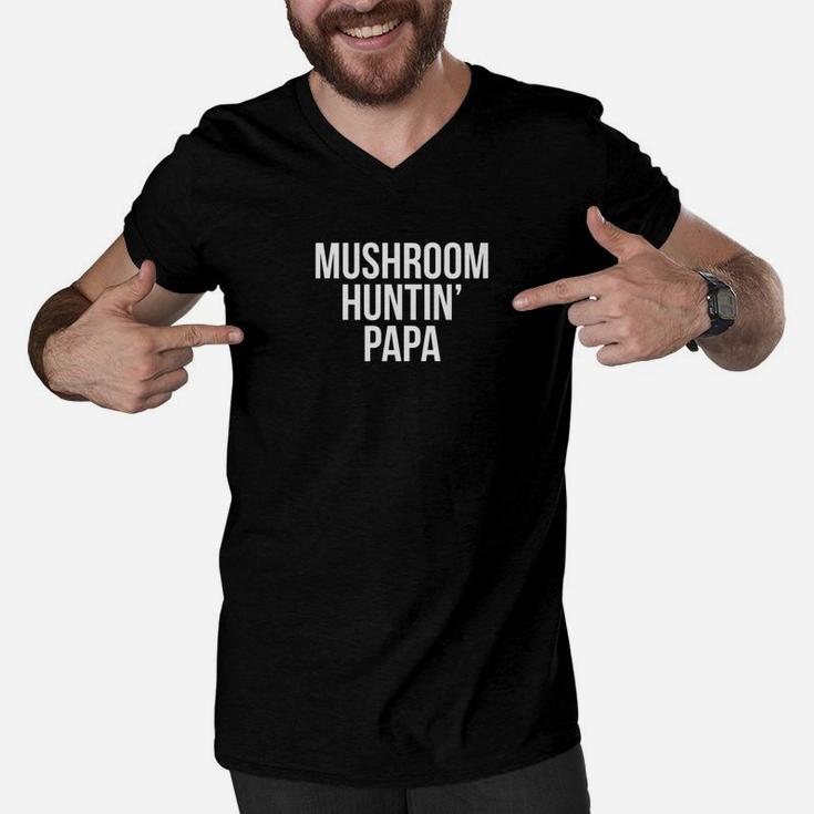Mushroom Hunting Morel Papa Dad Fathers Day Men V-Neck Tshirt