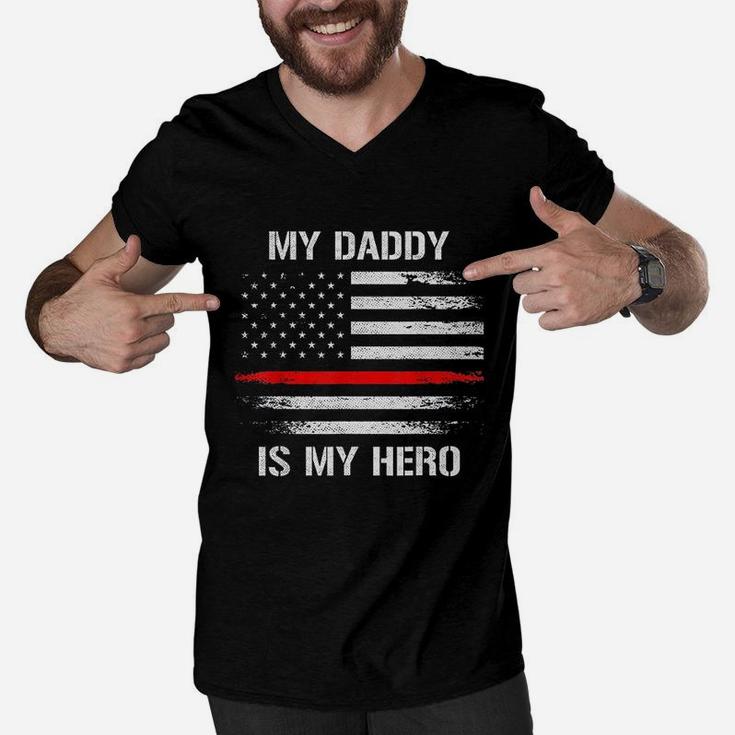 My Daddy Is My Hero Firefighter Thin Red Line Men V-Neck Tshirt