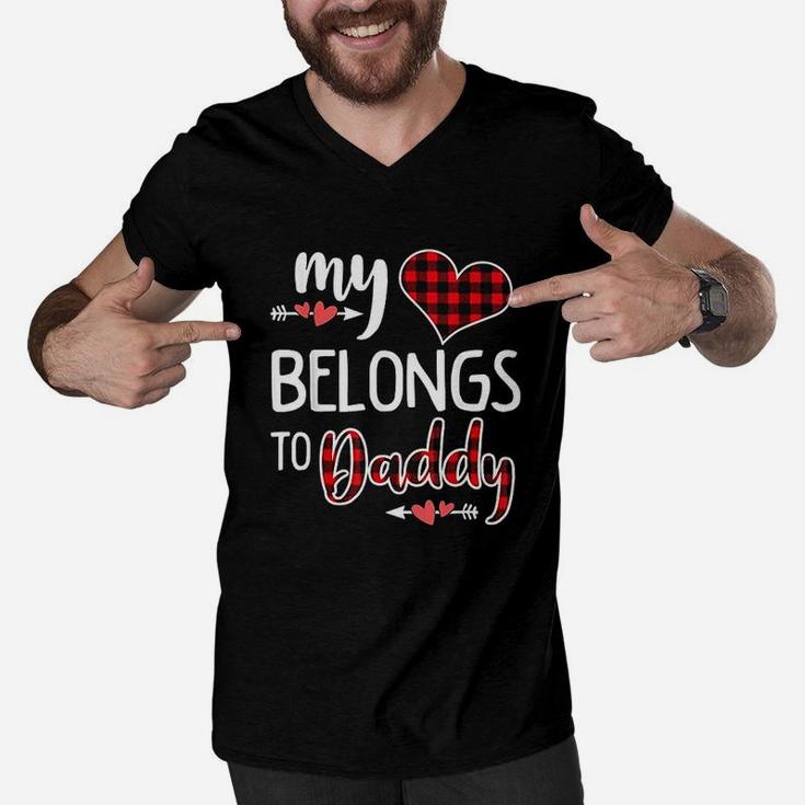 My Heart Belongs To Daddy Heart Valentines Day Gift Men V-Neck Tshirt