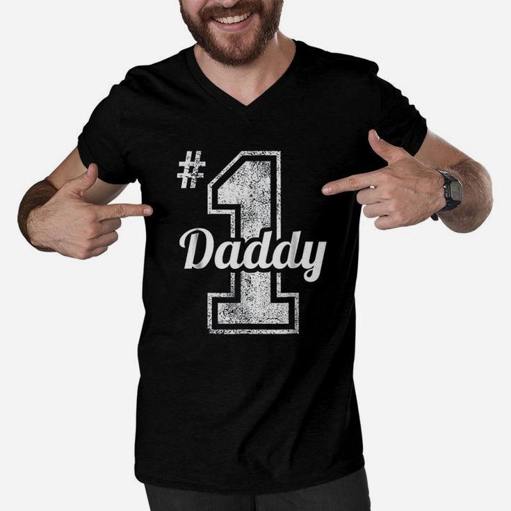 Number 1 Daddy Fathers Day, best christmas gifts for dad Men V-Neck Tshirt