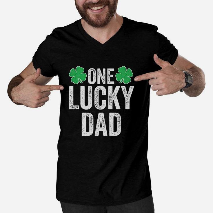 One Lucky Dad Clover Men Father St Patricks Day Dad Men V-Neck Tshirt