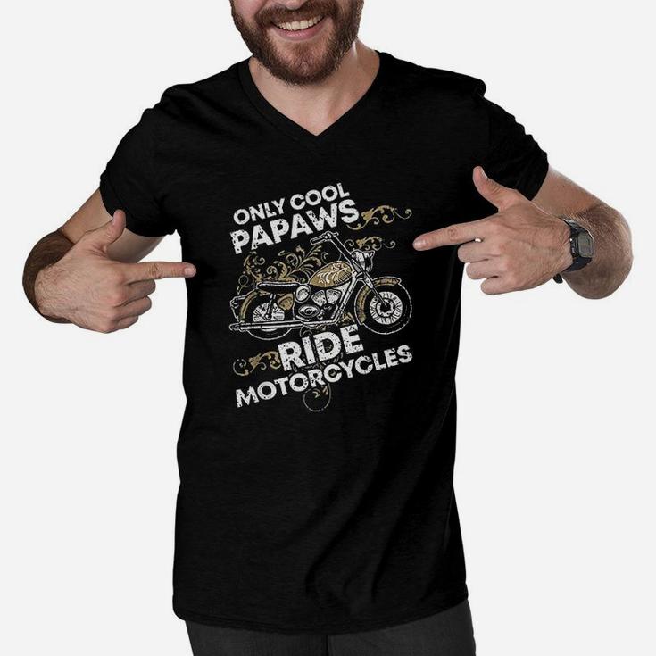 Only Cool Papaws Riding Motorcycle Lovers Riders Biker Gift Men V-Neck Tshirt