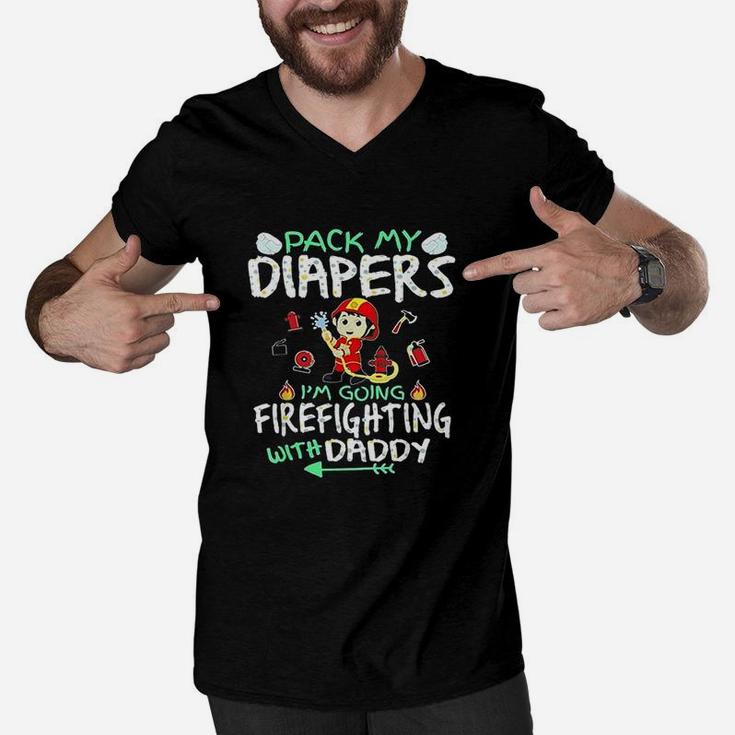 Pack My Diapers I Am Going To Firefighting With Daddy Men V-Neck Tshirt