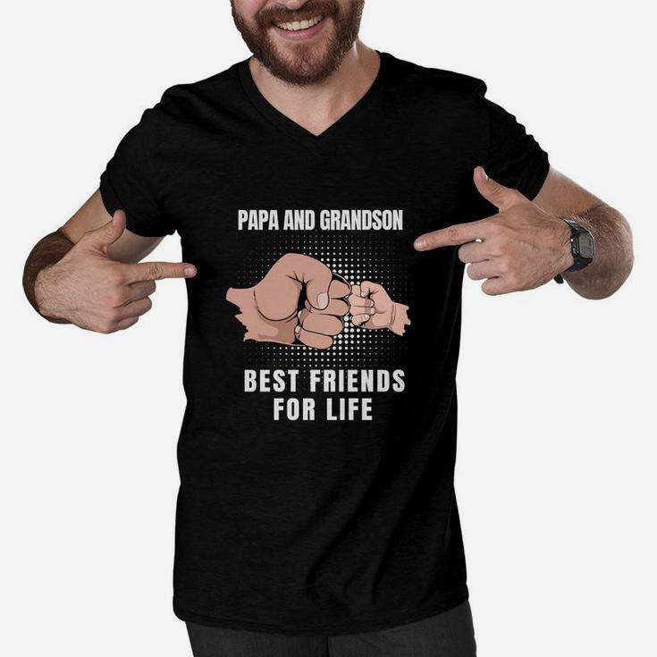 Papa And Grandson Best Friends For Life Shirt Men V-Neck Tshirt