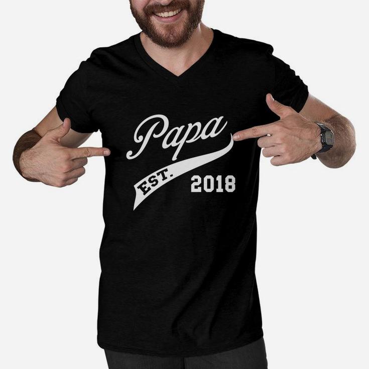 Papa Est 2018, dad birthday gifts Men V-Neck Tshirt