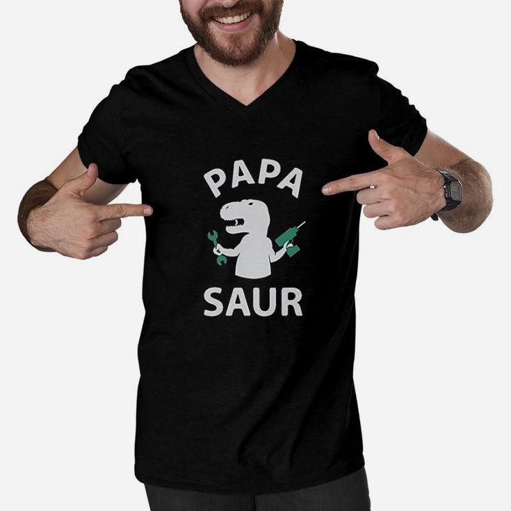 Papa Saur Trex Dad And Baby Saur Daddy And Me Men V-Neck Tshirt