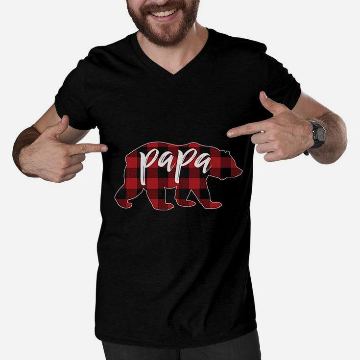 Plaid Papa Bear, best christmas gifts for dad Men V-Neck Tshirt