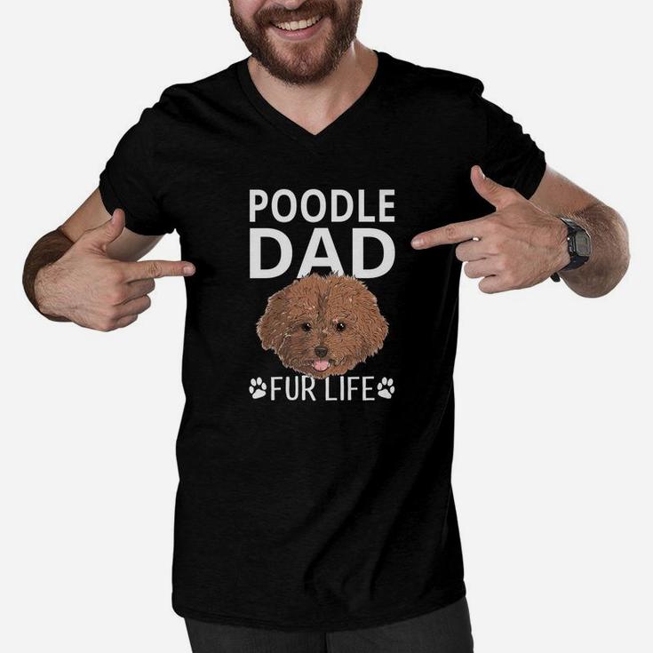 Poodle Dad Fur Life Dog Fathers Day Gift Pun Men V-Neck Tshirt