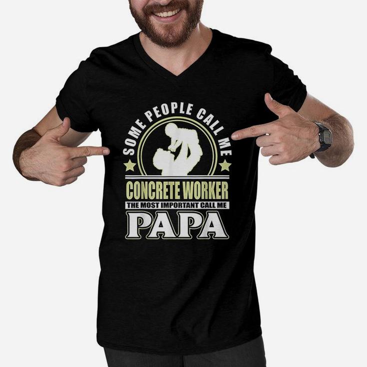 Proud Concrete Worker Father Grandpa Men V-Neck Tshirt