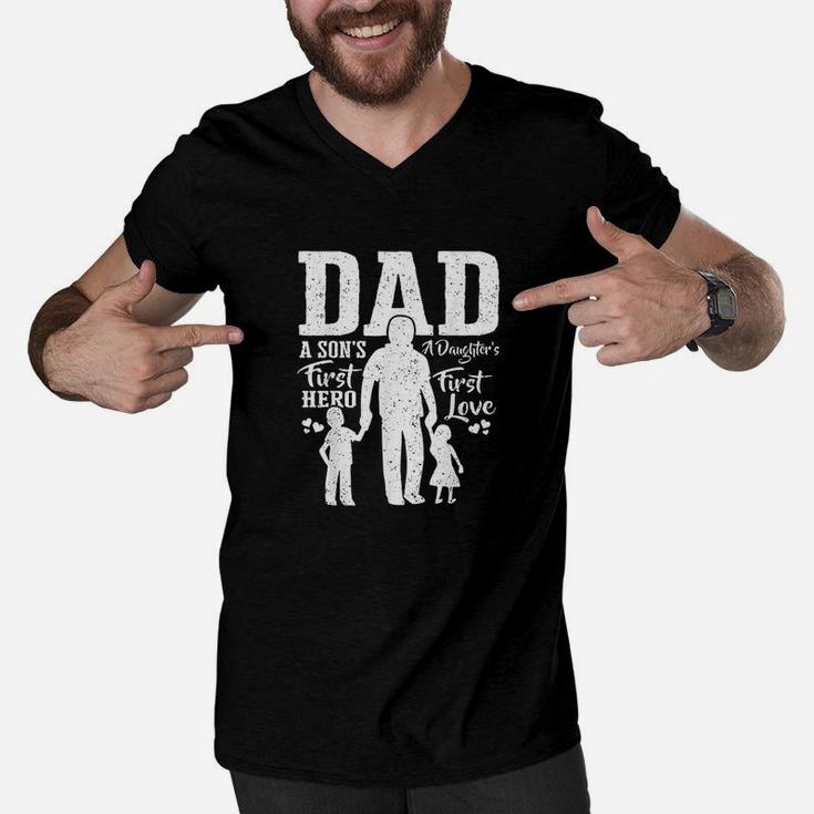 Proud Dad Of Twins Best Fathers Day Gift From Son Men V-Neck Tshirt
