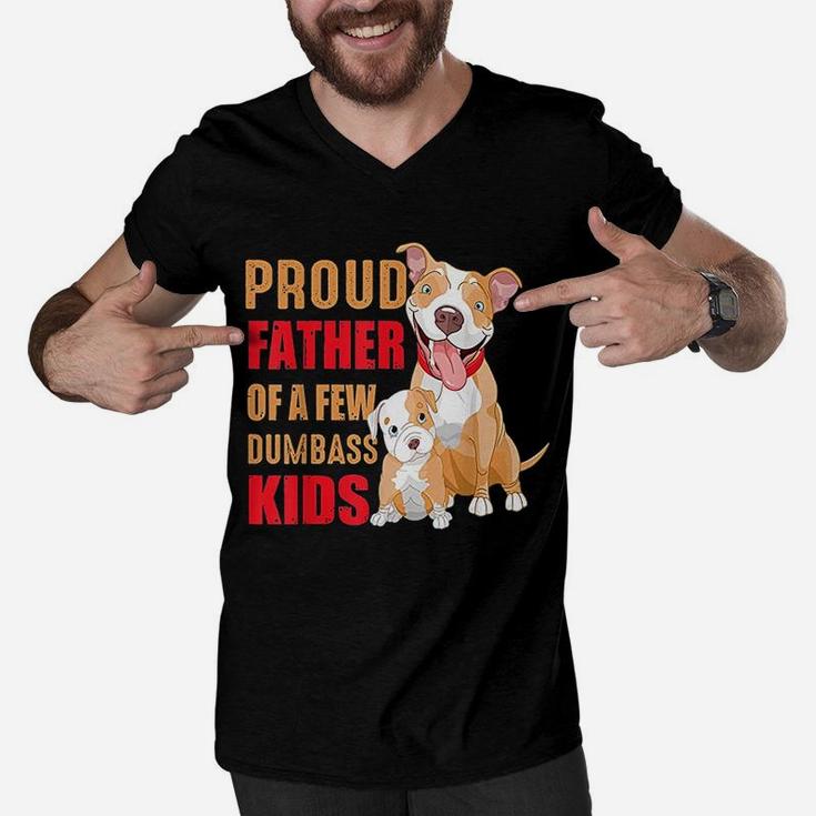 Proud Father Of A Few Dumbass Pitbull Kids Men V-Neck Tshirt
