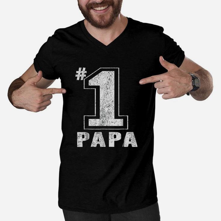 Proud Number One Papa, dad birthday gifts Men V-Neck Tshirt