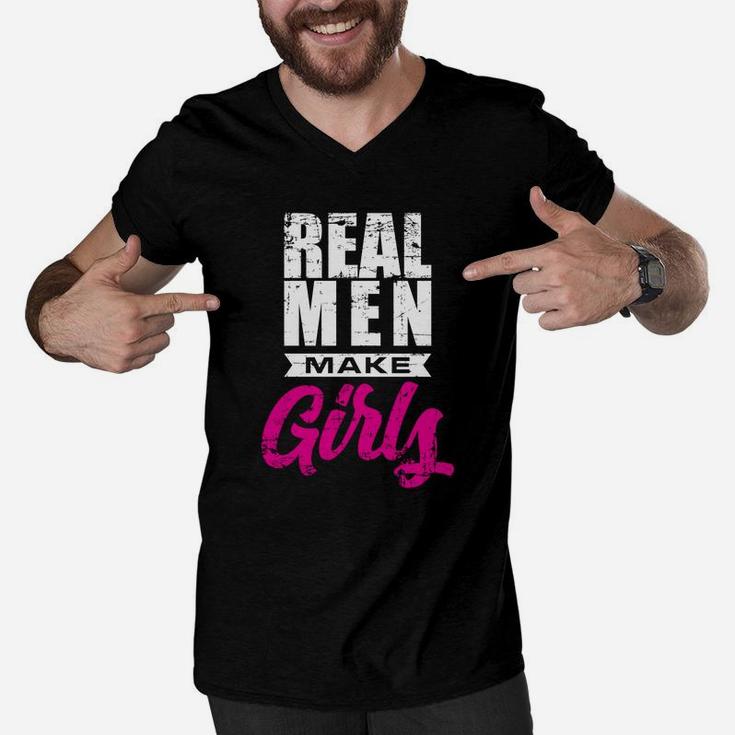 Real Menmakes Girl Father Funny New Dad Gif Men V-Neck Tshirt