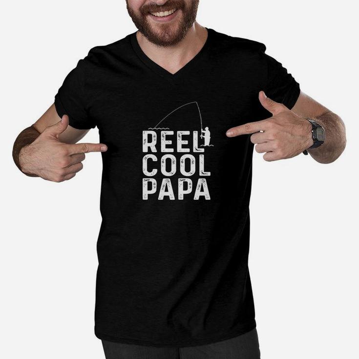 Reel Cool Papa Fishing Dad Fathers Day Gif Men V-Neck Tshirt