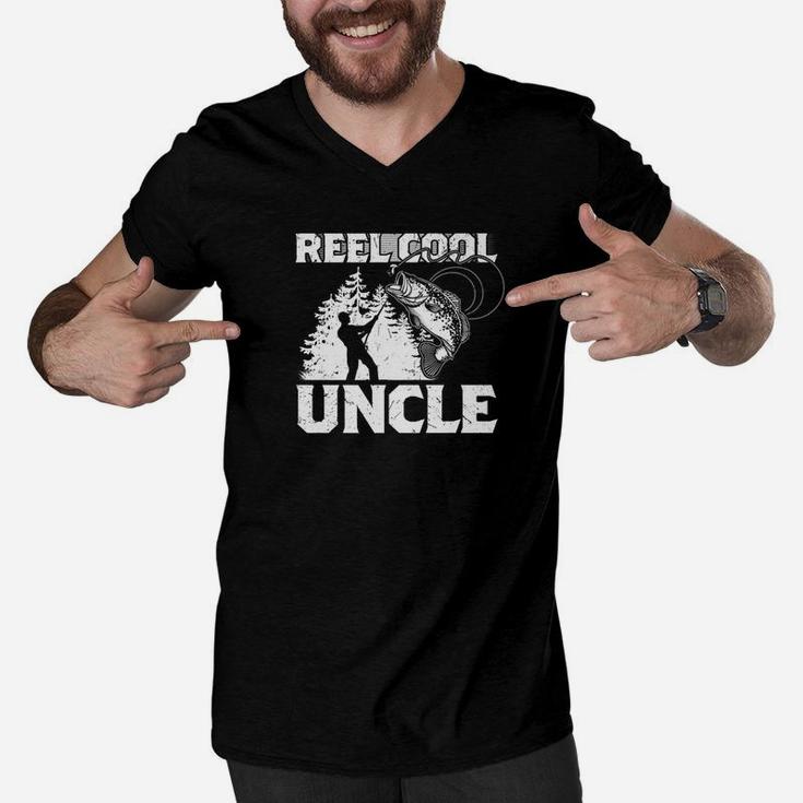 Reel Cool Uncle Fathers Day Fishing Lover Gift Men V-Neck Tshirt